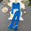 Knitwear&Pants Color-blocking Knitted 2Pcs