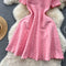 Korean Style V-neck Pink Knitted Dress