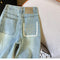 Fashion Embroidered Ninth Straight Jeans