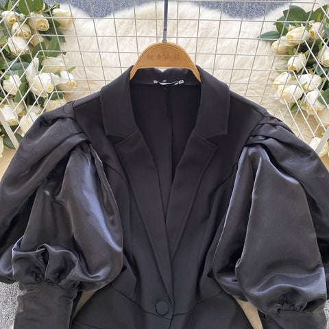 Niche Suede Patchwork Black Blazer