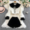 Doll Collar Cardigan&Shorts Suede 2Pcs