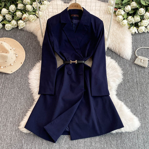 OL Outfit Double-breasted Suit Dress