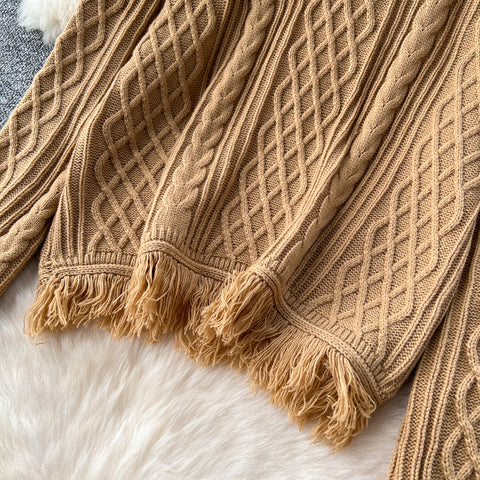 Fringed Sweater&Trousers Knitted 2Pcs