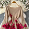 3d Rose Decorated Khaki Sweater