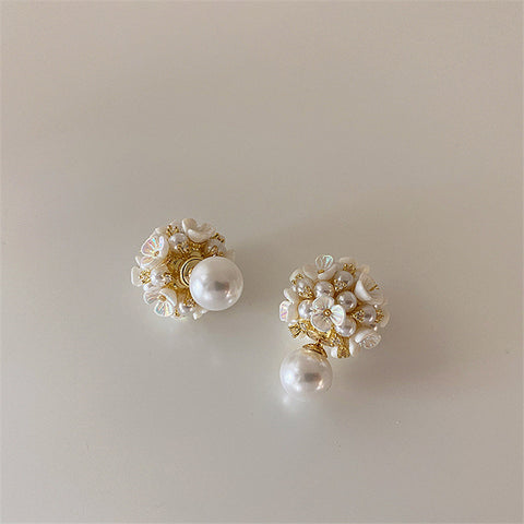 French Retro Pearl Flowers Earrings