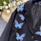 3D Blue Butterfly Black Blazer