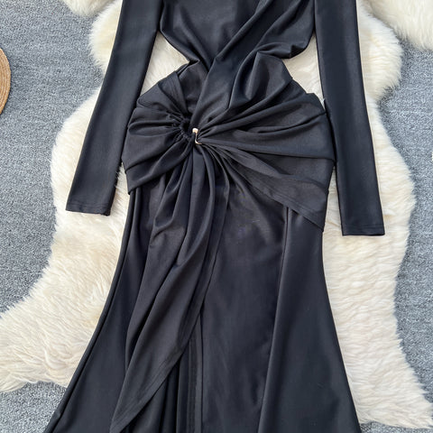 French Style Knotted Buckle Party Dress