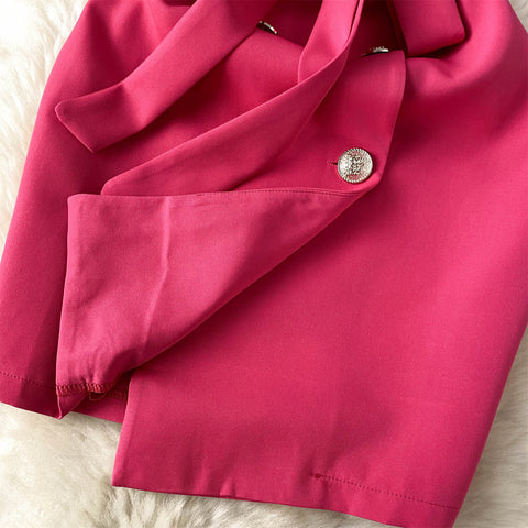 V-neck Suit Collar Lace-up Dress