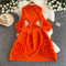 High-end 3d Ruffled Lace-up Dress