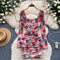 Elegant Floral Printed Hip-wrapping Dress