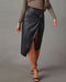 Knotted PU High-cut Split Skirt