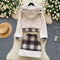 Cutie Bear Hoodie & Plaid Skirt 2Pcs