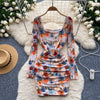 Elegant Floral Printed Hip-wrapping Dress