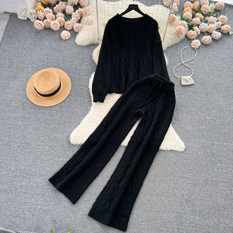 Twisted Sweater&Draped Trousers 2Pcs