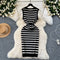 Niche Color-blocking Striped Knit Dress