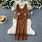 Deep V-neck Hollowed Knitted Dress