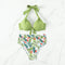 Solid Color Printed Swimsuit Beach Bikini