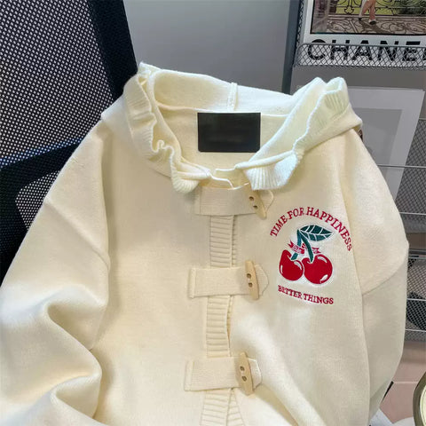 Mori Horn Button Hooded Cardigan