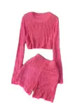 Crew Neck Top&Shorts Knitted 2Pcs