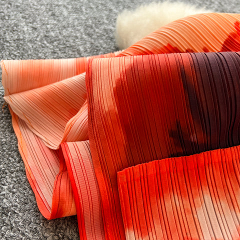 Oversized Openwork Lapeled Printed Dress