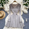 Solid Color Stripe Knitted Dress