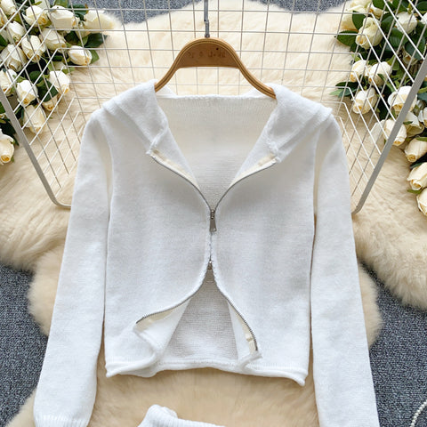 Zipped Hoodie&Skirt Casual 2Pcs
