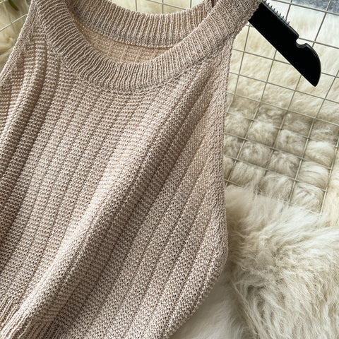 Halter Knitwear&Hip-wrapping Skirt 2Pcs