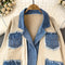 Thermal Denim Knitted Patchwork Jacket