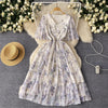 Sequined Floral Printed Ruffled Dress