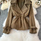 High-end Elastic Lapeled Trench Coat