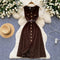 Niche Sleeveless Corduroy Dress with Belt