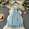 Rhinestone Studded Fringed Chiffon Dress