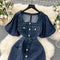 Chic Square Collar Denim Dress