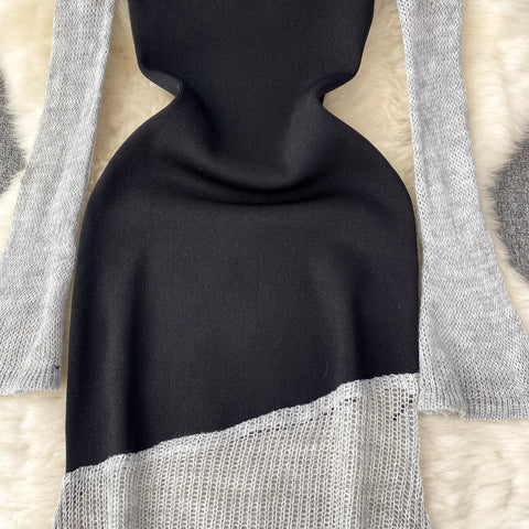 Irregular Design Patchwork Fishtail Dress