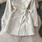 Beaded Bow-tie White Suit Dress