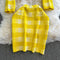 Plaid Cardigan&Hip-wrapping Skirt 2Pcs