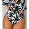 Printed Sleeve One-piece Swimsuit