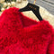 Solid Color Fluffy Loose-fit Knitwear