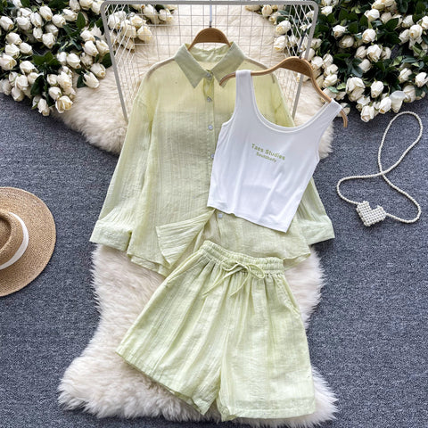 Shirt&Camisole&Shorts Sportswear 3Pcs