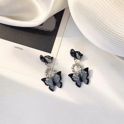 Black And Blue Butterfly Earrings