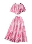Top&Half-body Skirt Floral 2Pcs