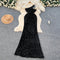 One-shoulder Sequined Black Party Dress