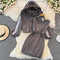 Hooded Jacket&Vest Dress Chic 2Pcs