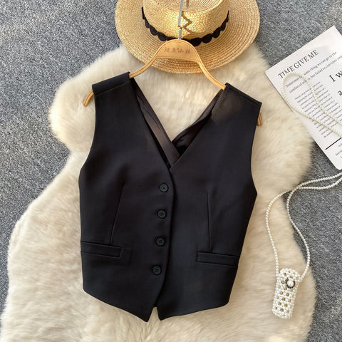 V-neck Single-breasted Suit Vest