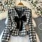 Bow-tie Blazer&Pleated Skirt Plaid 2Pcs