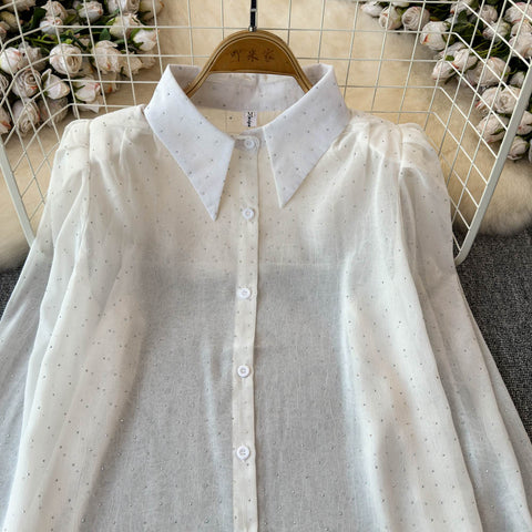 White Shirt&Hip-wrapping Skirt 2Pcs