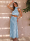 Draped Halter Top&Skirt 2Pcs