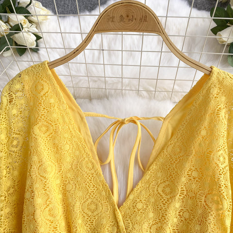 Sweetie V-neck Lace Patchwork Dress