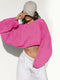 Midriff Baring Oversized Knitted Sweatshirt