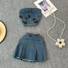 3d Floral Top&Skirt Denim 2Pcs